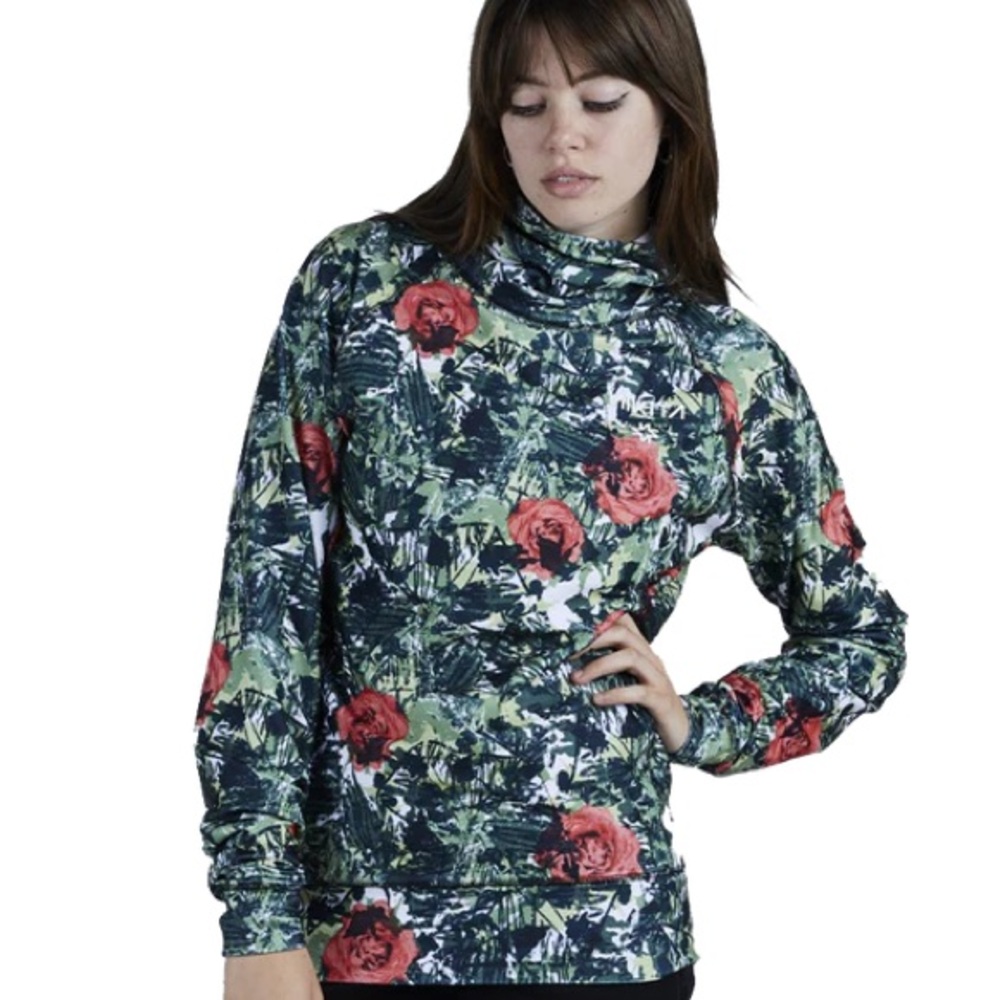 Nikita Women's Post Crew Hoodie- Camo Pop Floral Size Medium